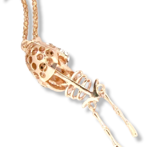 Choose your color gold plated pink or white crystal skeleton necklace - Picture 4 of 16